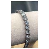 CZ Tennis Bracelet set in SS , 7' ,  19.6g
