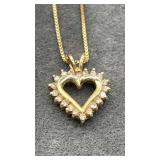 14k Diamond Heart .25CT on Gold over SS Chain. 3g.