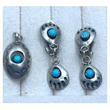 SS drop clip on earrings & charm. 3.5g