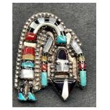 SS Zuni Rainbow Dancer Brooch/Pendant. 7g