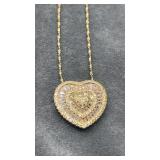 SS Gold-tone Heart on 14k chain. 18'.  5.6g