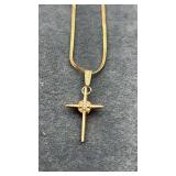 14k Cross on 14k Chain.   14' necklace. 2.4g