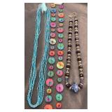 Collection of colorful beaded necklaces. 22'-36'