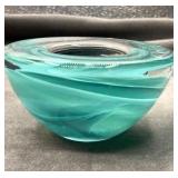 Kosta Boda Blown Glass Votive Teal