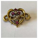 14K Edwardian Early 20th Century Ruby & Pearl