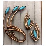 Matisse Copper pin & clip on earring set