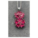 Double Flower SS Charm on Chain. 18'. 4.7g