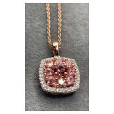 SS Rose-gold-tone Necklace & Charm. 18'. 5.1g