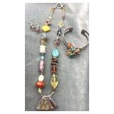 Glass Beaded Necklace,925 Cuff Bracelet &