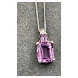Emerald Cut Amethyst (2) in SS w/ SS chain. 5.2g.