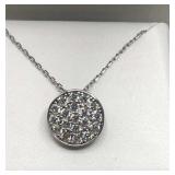 SS with Round Pave-set Crystal necklace. 16'  1.7g