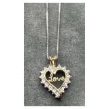 SS 14' chain w/Love heart charm   1.1g
