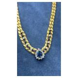 Choker Necklace W/ Black Stone & Rhinestones