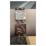 Vintage SS Geometric Link Bracelet  30.2 g