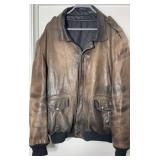 Brown Leather Bomber Style Jacket Mens XL