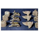 Egyptian Themed Brass Napkin Ring Set