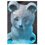 Viking Glass Blue Bear Figurine 5.5in