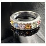 Sterling Silver Multi Gemstone Ring