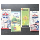 Vintage Detroit Michigan Road Maps Gulf & S.O.