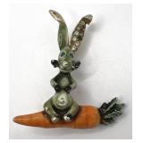 Mid Century HAR Jeweled Enamel 1950's Bunny Brooch
