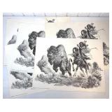 Bill O'Neill Buffalo Hunt Art Print Lot of Five