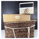 Wicker Baskets & Wood Organizer