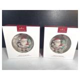 Hallmark (2) Wreath of Memories Santa Ornaments