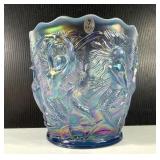Don Fenton Signed Mermaid Carnival Glass Vase