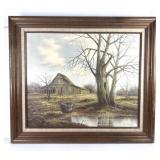 Roy Reece Rural Barn Oil Painting