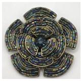 Aurora Borealis Seed Bead Mosaic Brooch