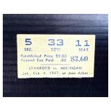 Stanford vs Michigan 1947 Football Ticket