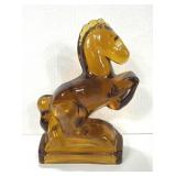 Amber Glass Horse Bookend Statue