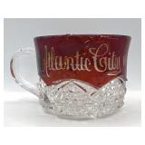 Atlantic City Souvenir Ruby Flashed Glass Mug 1901