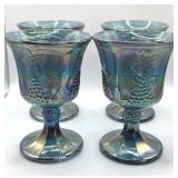 Indiana Glass Harvest Grape Blue Carnival Goblets