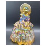 Carnival Glass Amber Southern Belle Lady Figurine