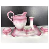 Antique WH Grindley Pink Porcelain Vanity Set
