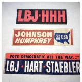 LBJ & Humphrey Campaign Bumper Sticker Trio