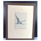 Signed Gwen Frostic Goose Block Print In Frame