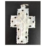 Hand Carved Mother of Pearl Cross Pendant
