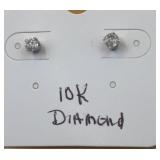 10K White Gold Diamond Stud Earrings  .52gr