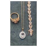 10k rose gold necklace & ring. 925 silver