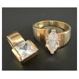 Modernist Marquise Cut Ring & Square Gem