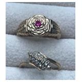 10K gold rings. Size 6. 7.6g