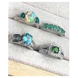 925 silver ring collection.  Size 5. 13.6g