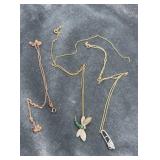 Knotted  chains. 14k gold chain with butterfly