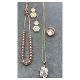 925 necklace and multi color charm w/ rosegold