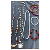 Wood bead/ bangle jewelry collection. Necklaces