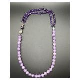 Amethyst Bead Necklace w/ Sterling Silver Clasp