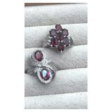 925 Garnet Rings. Size 4 & 5. 8.6g