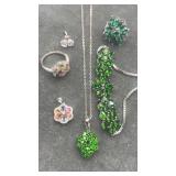 925 silver jewelry sets   Green ring size 5 multi
